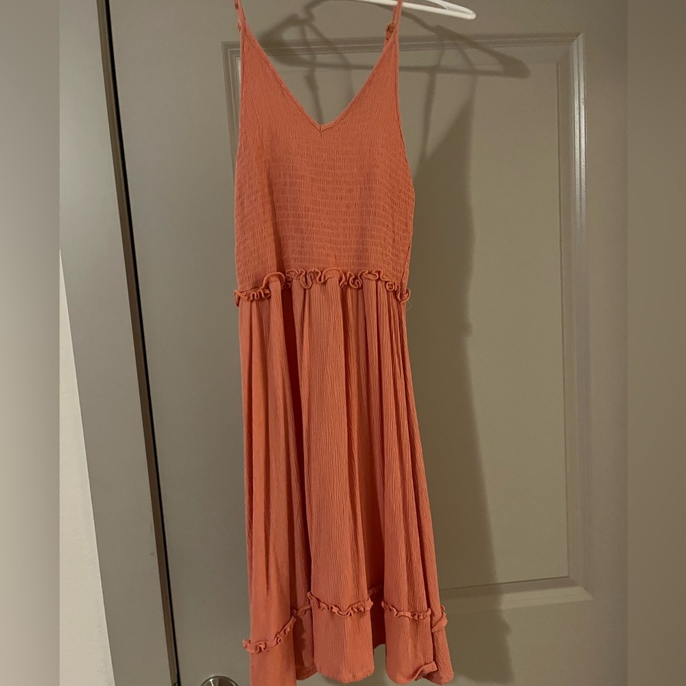 Peachy pink spaghetti strap dress